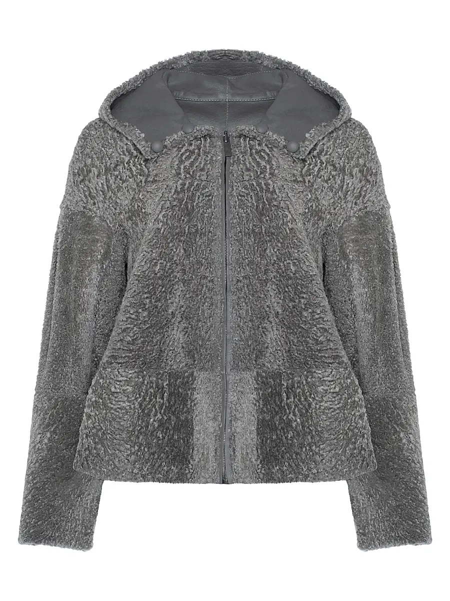 Gorski Women's Reversible New Zealand Shearling Lamb Zip Parka