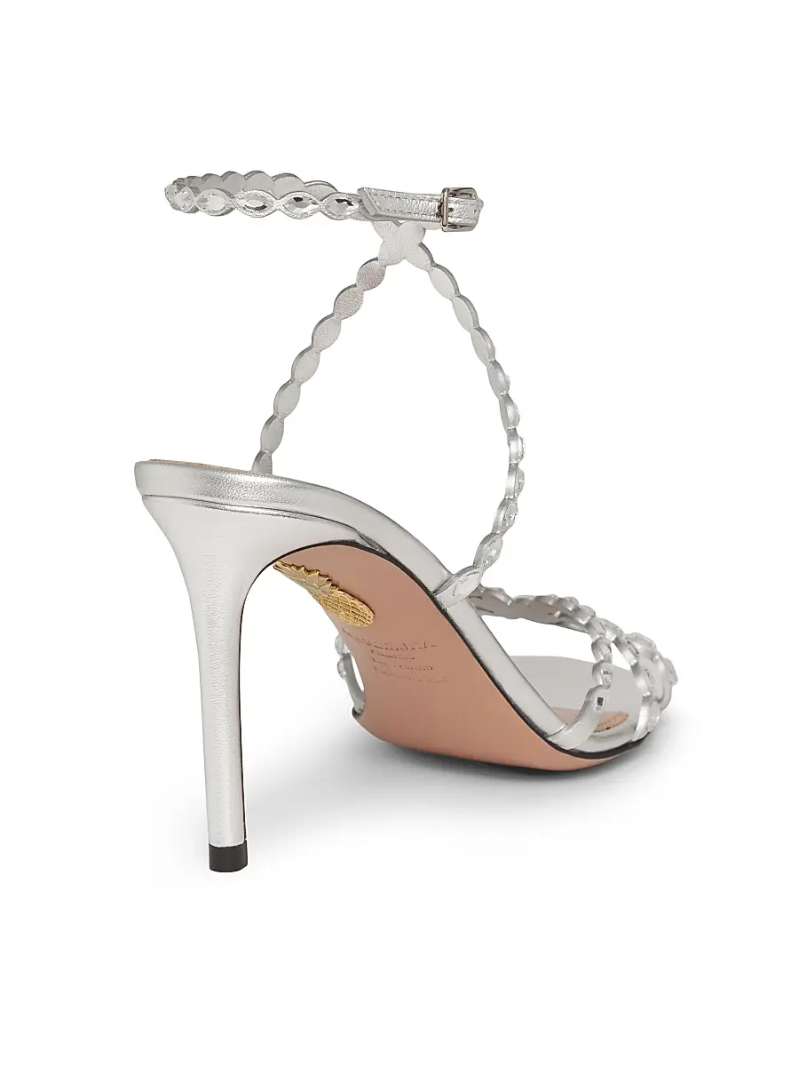 Aquazzura Women's Love Struck 85MM Embellished Leather Sandals - Silver | Thumbnail 3 Aquazzura Women's Love Struck 85MM Embellished Leather Sandals - Silver | Thumbnail 3