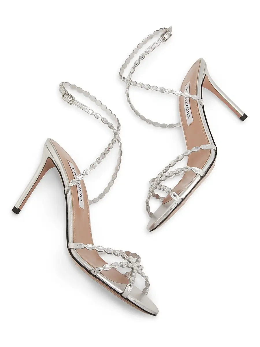 Aquazzura Women's Love Struck 85MM Embellished Leather Sandals - Silver | Thumbnail 6 Aquazzura Women's Love Struck 85MM Embellished Leather Sandals - Silver | Thumbnail 6