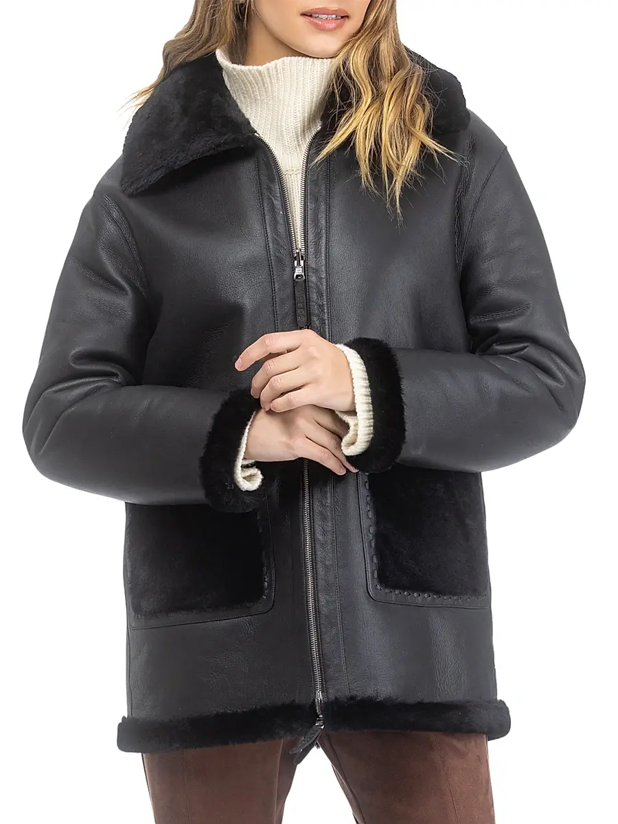 Gorski Women's Reversible Merino Shearling Lamb Jacket | Thumbnail 2 Gorski Women's Reversible Merino Shearling Lamb Jacket | Thumbnail 2