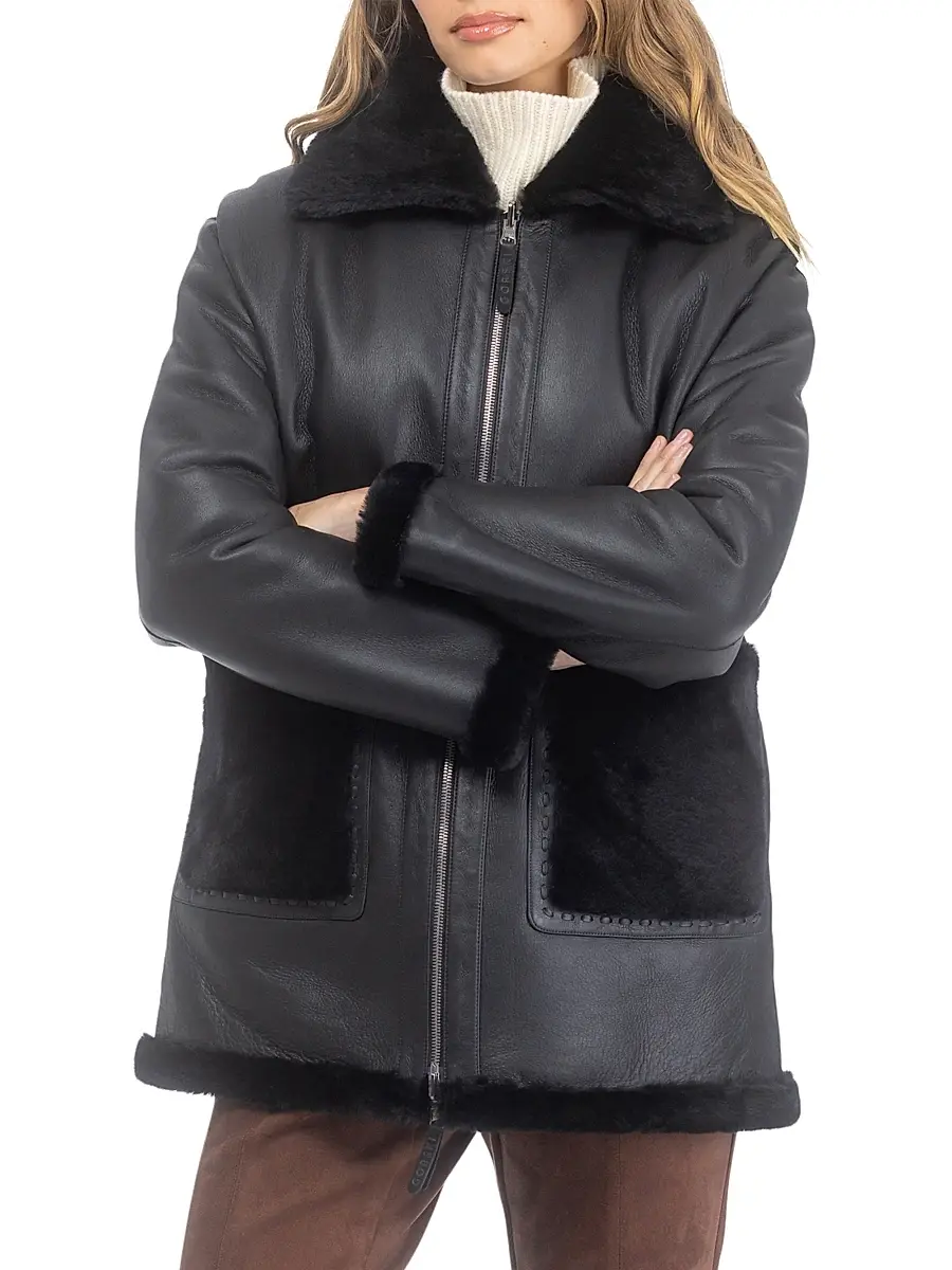 Gorski Women's Reversible Merino Shearling Lamb Jacket | Thumbnail 3 Gorski Women's Reversible Merino Shearling Lamb Jacket | Thumbnail 3