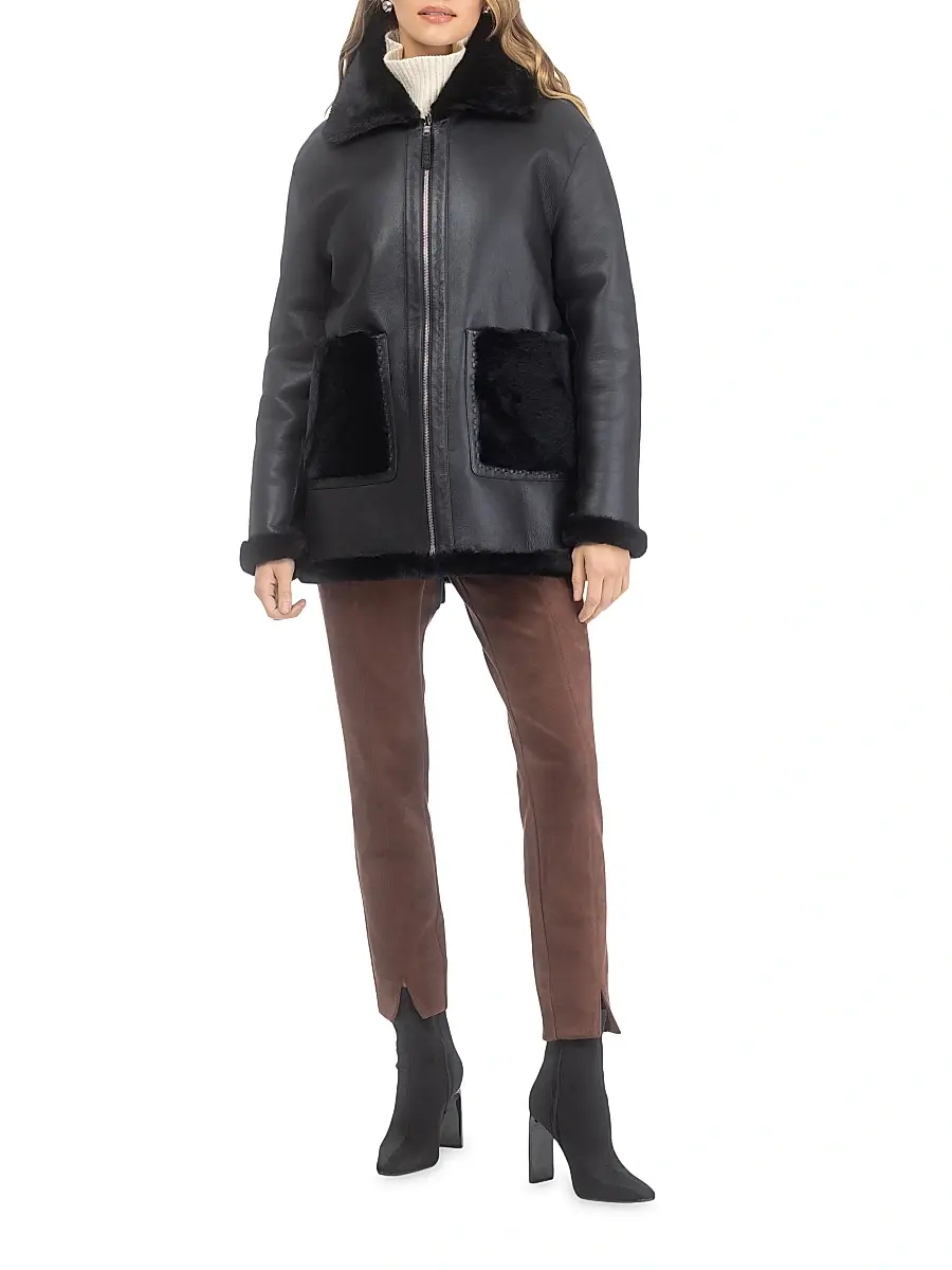 Gorski Women's Reversible Merino Shearling Lamb Jacket | Thumbnail 5 Gorski Women's Reversible Merino Shearling Lamb Jacket | Thumbnail 5