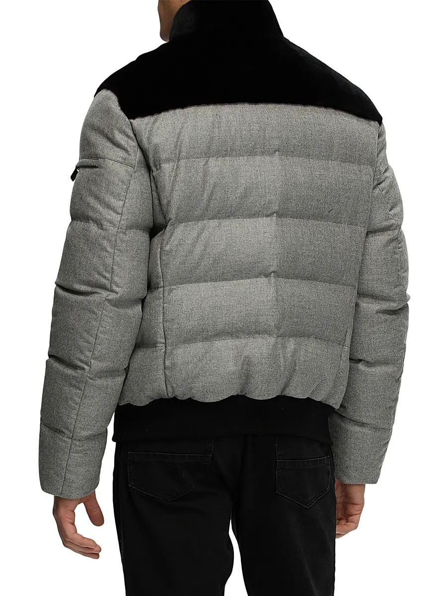 Gorski Men's Merino Shearling Lamb Bomber Jacket with Wool | Thumbnail 4 Gorski Men's Merino Shearling Lamb Bomber Jacket with Wool | Thumbnail 4