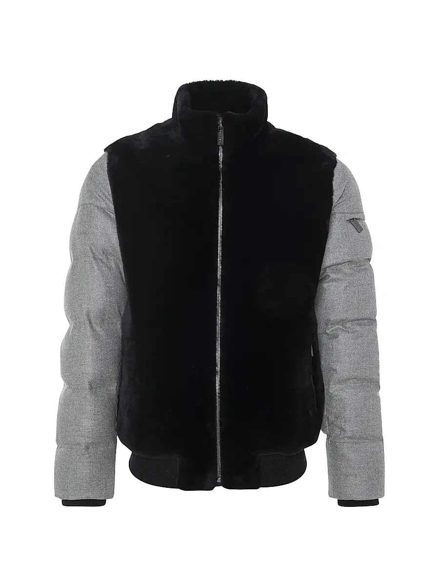 Gorski Men's Merino Shearling Lamb Bomber Jacket with Wool - Black | Image 1 Gorski Men's Merino Shearling Lamb Bomber Jacket with Wool - Black | Image 1