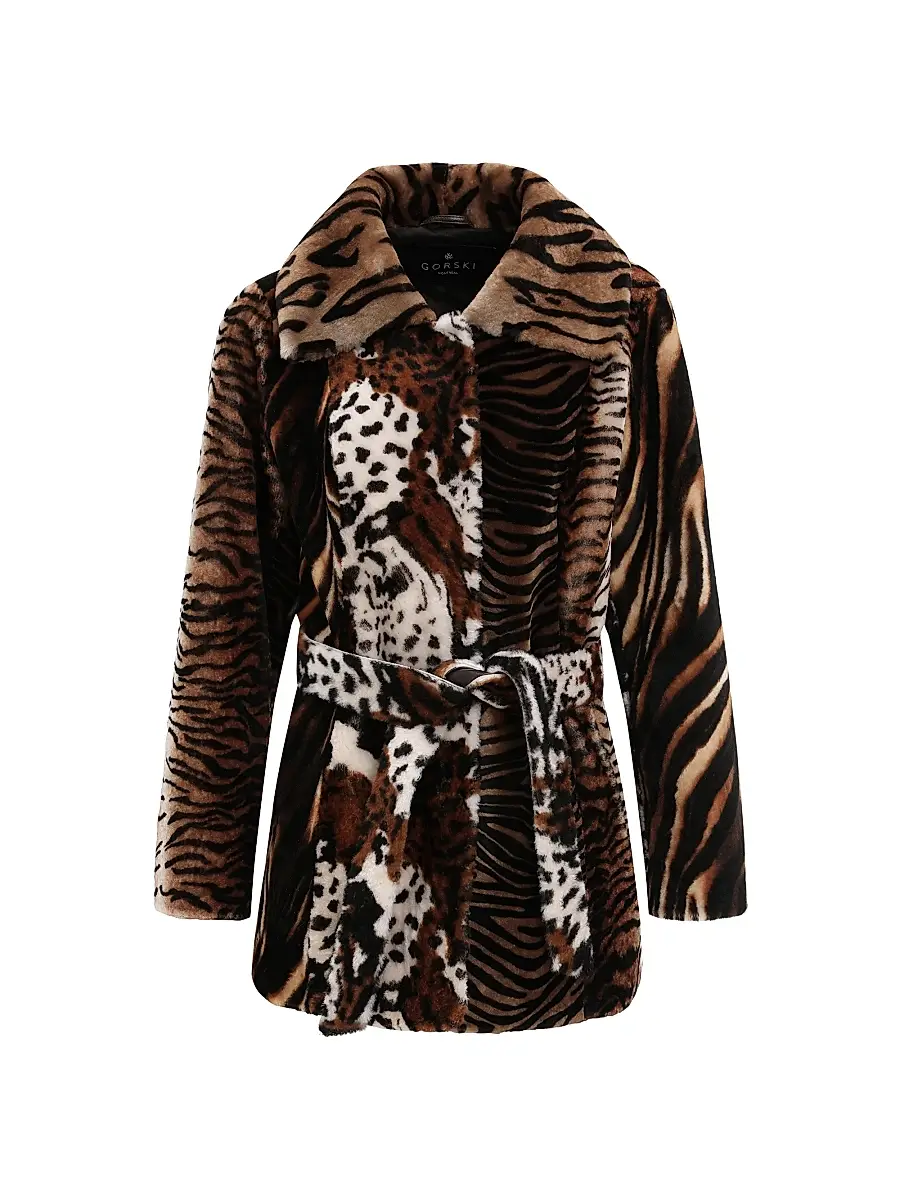 Gorski Women's Select Shearling Lamb Jacket Belt - Africa Print - Size Large | Image 1 Gorski Women's Select Shearling Lamb Jacket Belt - Africa Print - Size Large | Image 1