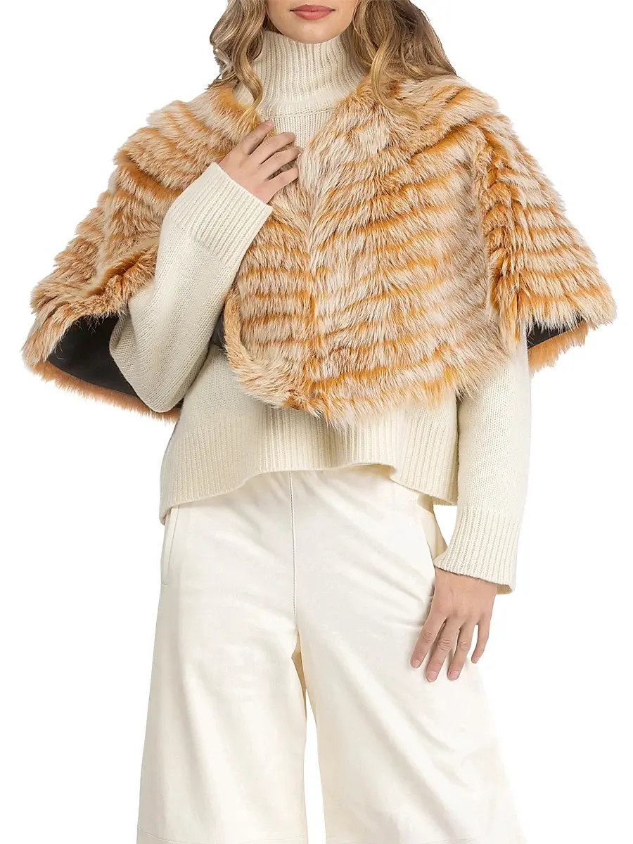 Gorski Women's Toscana Shearling Lamb Layered Capelet | Thumbnail 2
