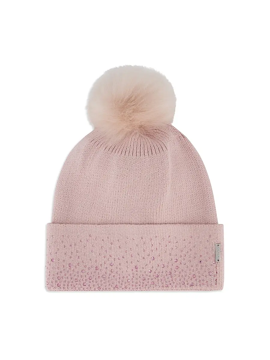 Gorski Women's Embellished Beanie with Toscana Lamb Pompom | Image 1 Gorski Women's Embellished Beanie with Toscana Lamb Pompom | Image 1