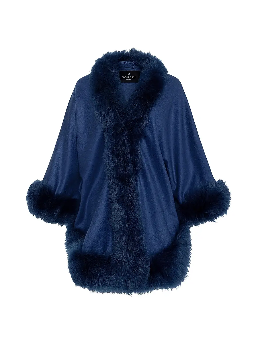 Gorski Women's Select Cashmere Capelet with Toscana Shearling Lamb Trim