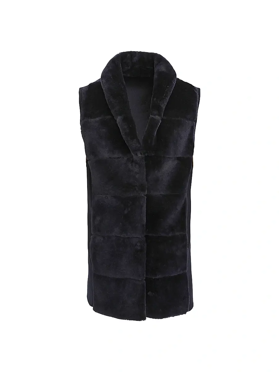 Gorski Women's Shearling Lamb Vest - Black - Size Large | Image 1 Gorski Women's Shearling Lamb Vest - Black - Size Large | Image 1