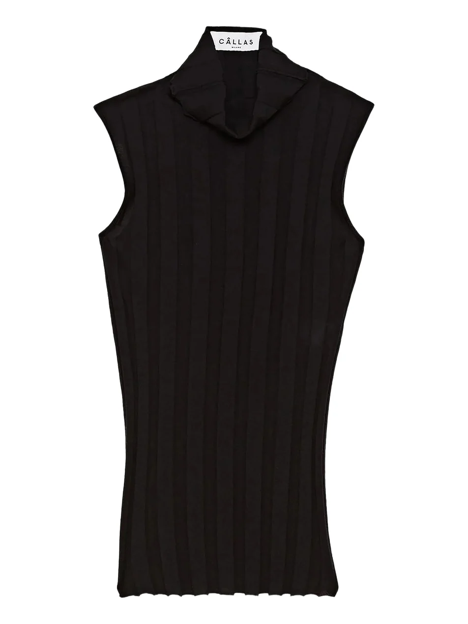 Women's Romy Sleeveless Turtleneck Sweater in Merino Wool Rib Women's Romy Sleeveless Turtleneck Sweater in Merino Wool Rib