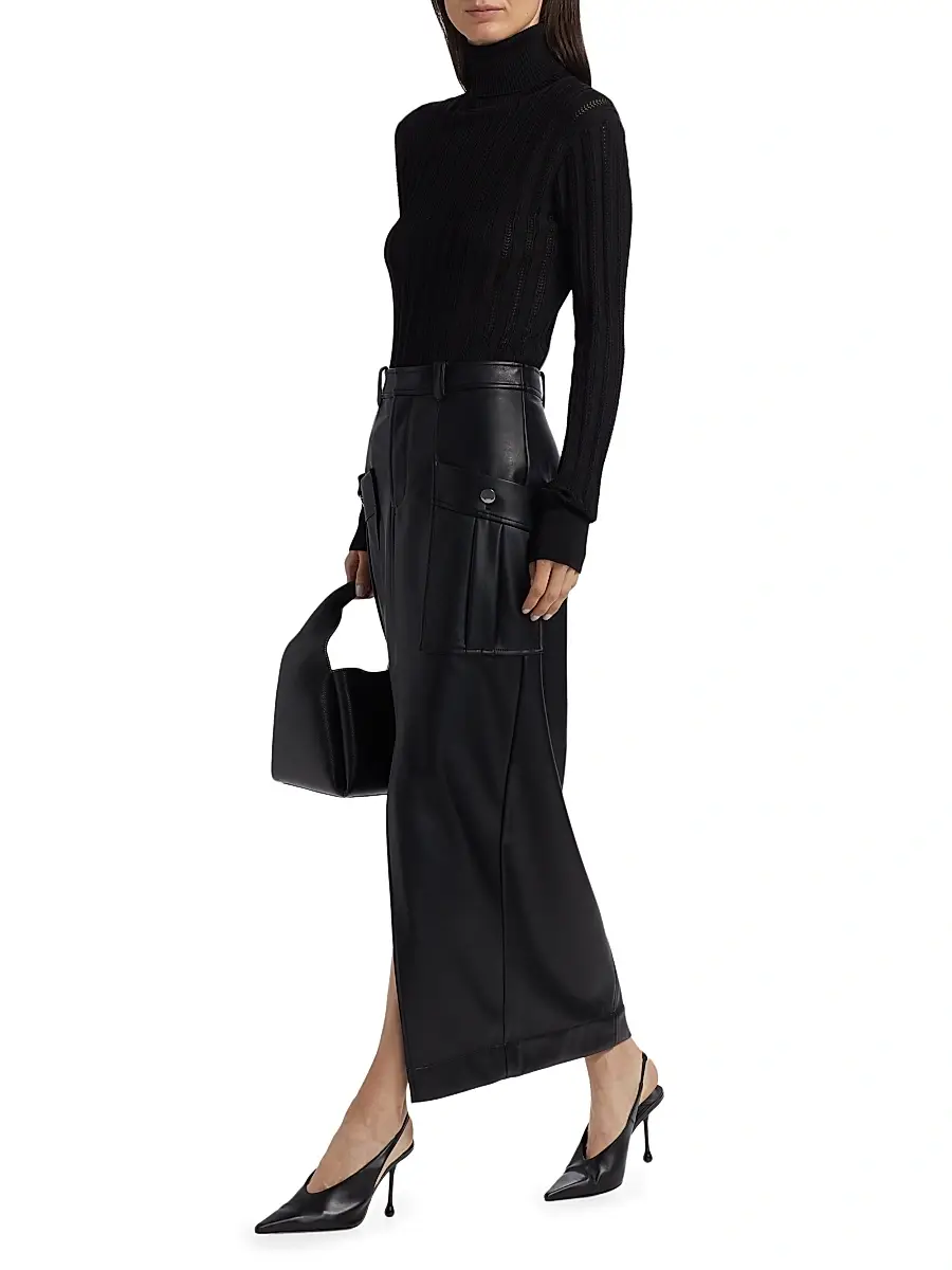 Toccin Women's Fallon Faux Leather Cargo Midi-Skirt | Thumbnail 2 Toccin Women's Fallon Faux Leather Cargo Midi-Skirt | Thumbnail 2