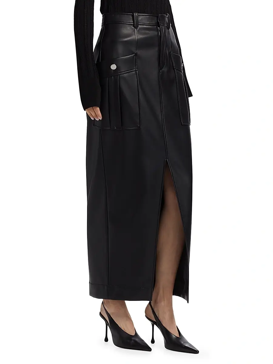 Toccin Women's Fallon Faux Leather Cargo Midi-Skirt | Thumbnail 4 Toccin Women's Fallon Faux Leather Cargo Midi-Skirt | Thumbnail 4