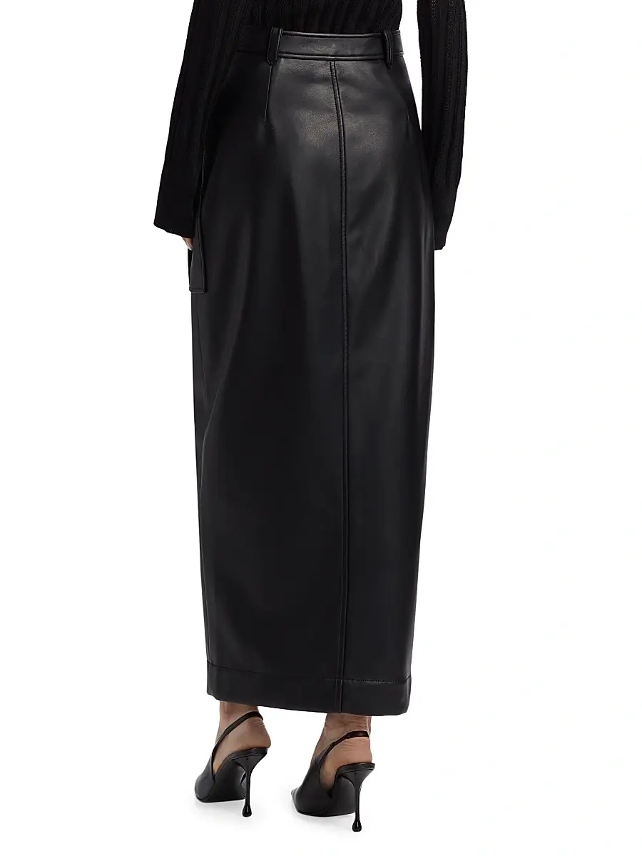 Toccin Women's Fallon Faux Leather Cargo Midi-Skirt | Thumbnail 5 Toccin Women's Fallon Faux Leather Cargo Midi-Skirt | Thumbnail 5