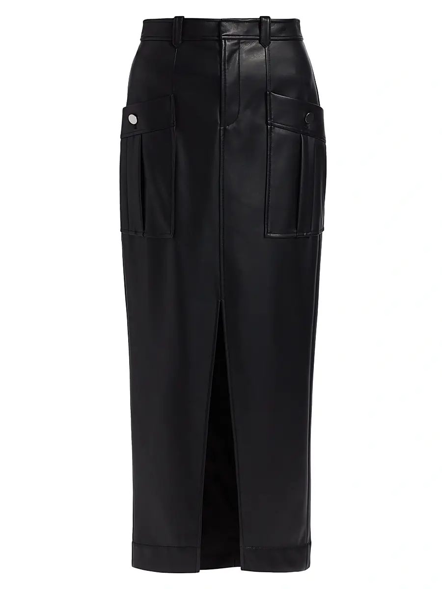 Toccin Women's Fallon Faux Leather Cargo Midi-Skirt