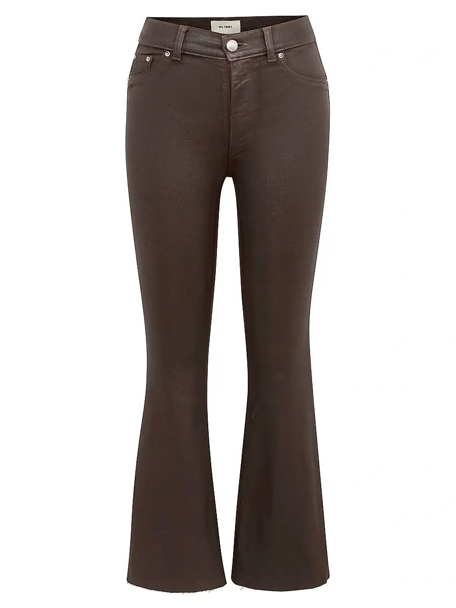 DL1961 Women's Bridget Boot High Rise Instasculpt Coated Crop Jeans - Chocolate Coated | Image 1 DL1961 Women's Bridget Boot High Rise Instasculpt Coated Crop Jeans - Chocolate Coated | Image 1