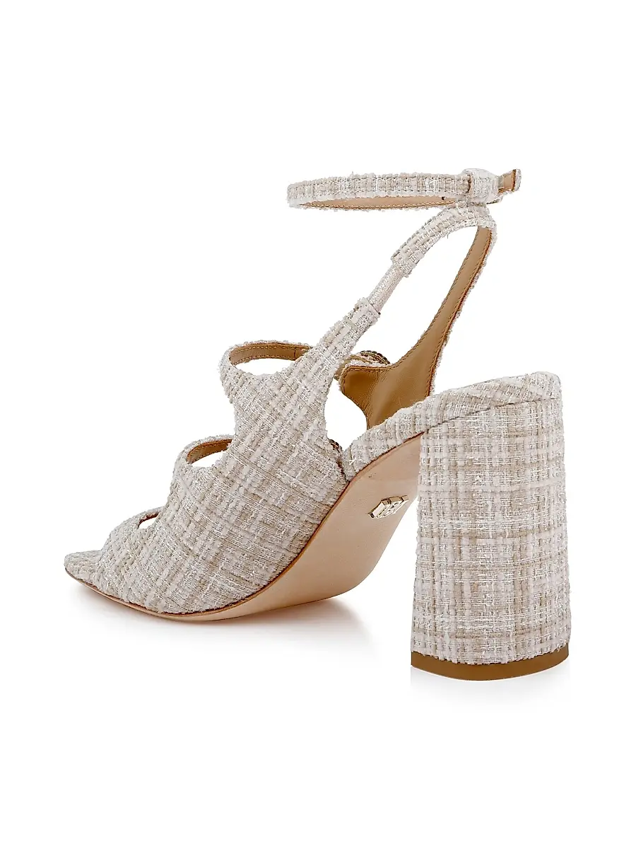 BADGLEY MISCHKA Women's Vella 85MM Tweed Block-Heel Sandals | Thumbnail 3