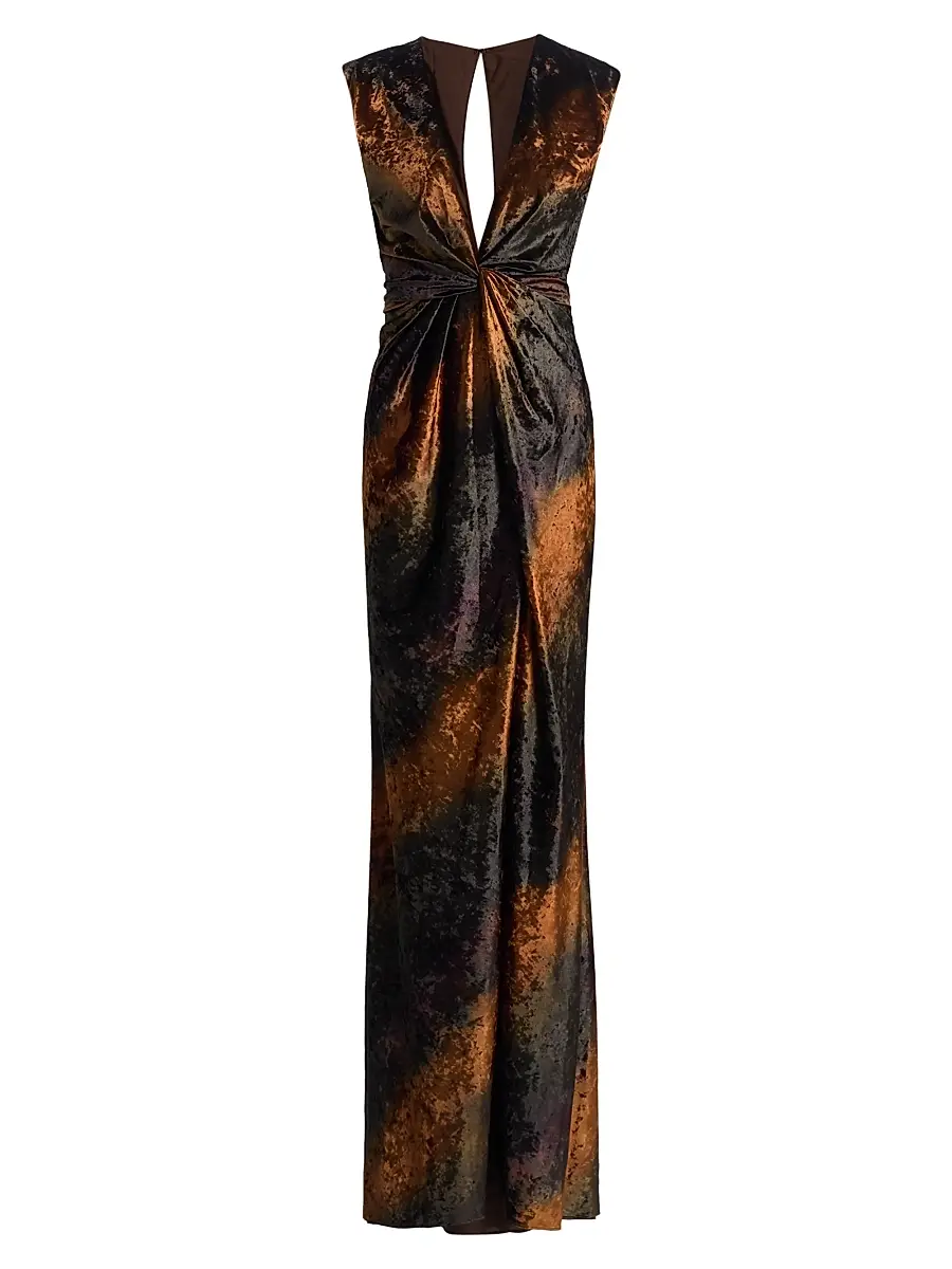 Amsale Women's Stripe Sleeveless Column Gown - Sienna Multi | Image 1 Amsale Women's Stripe Sleeveless Column Gown - Sienna Multi | Image 1
