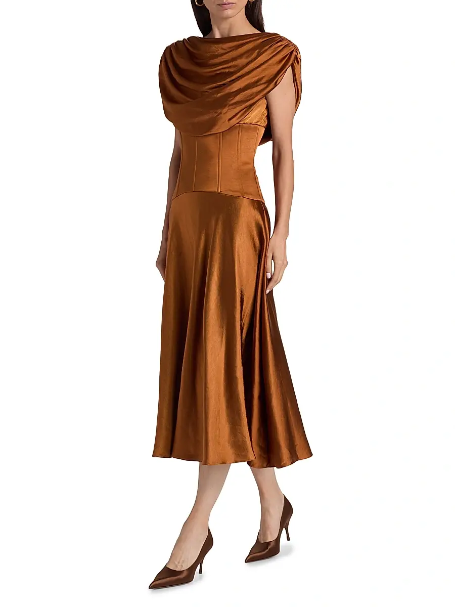 Amsale Women's Satin Cowlneck Cocktail Dress | Thumbnail 2