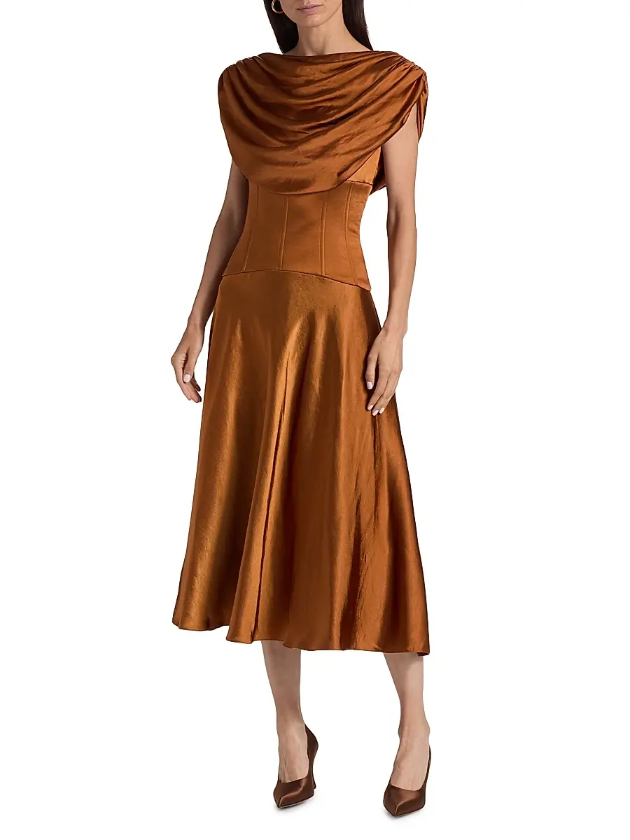 Amsale Women's Satin Cowlneck Cocktail Dress | Thumbnail 3