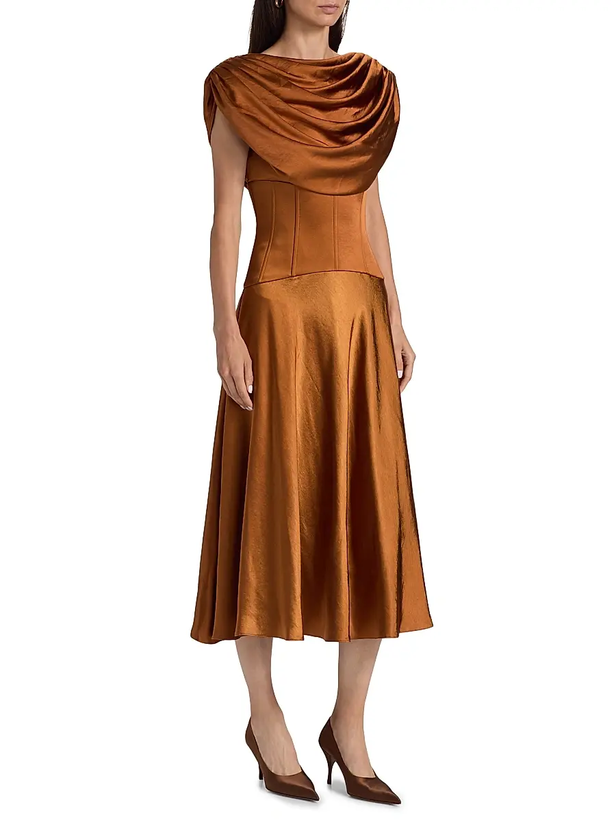 Amsale Women's Satin Cowlneck Cocktail Dress | Thumbnail 4