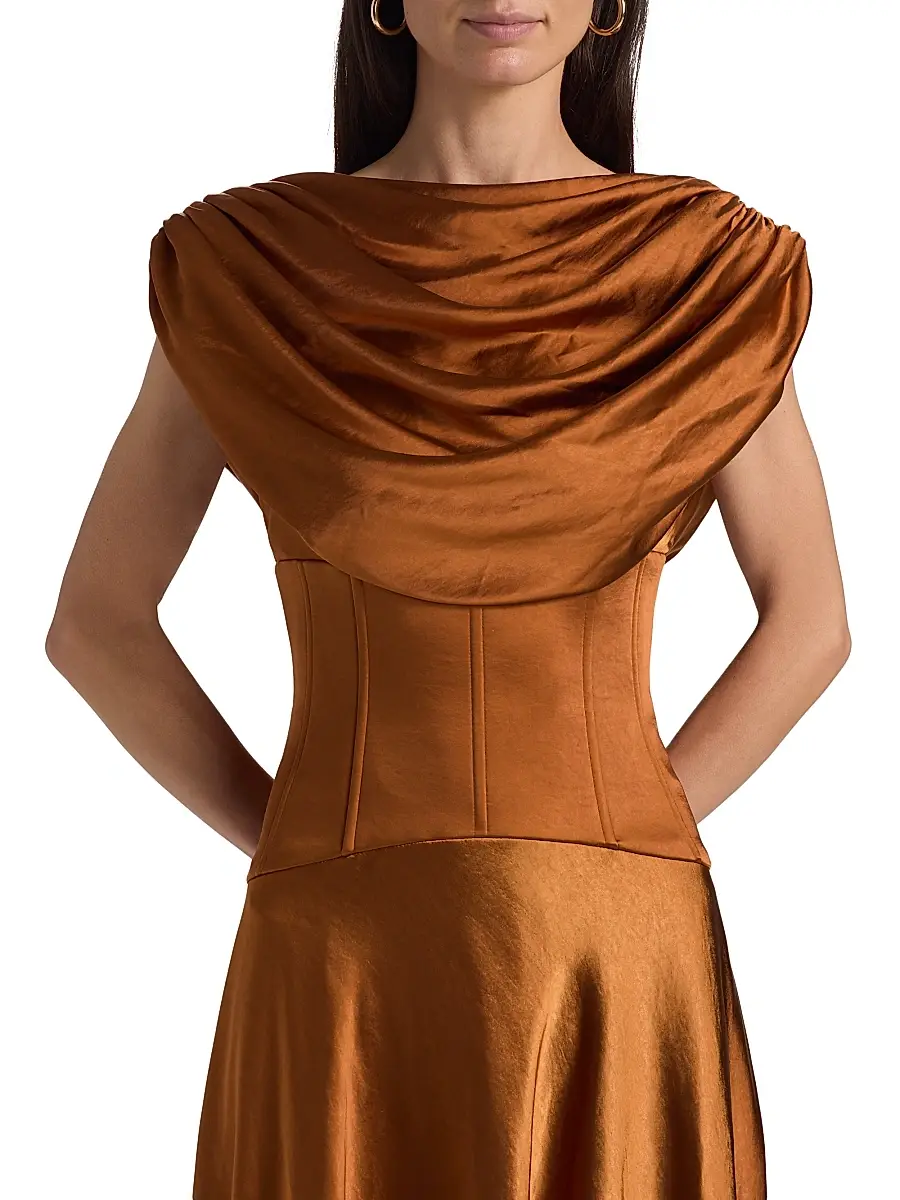 Amsale Women's Satin Cowlneck Cocktail Dress | Thumbnail 6