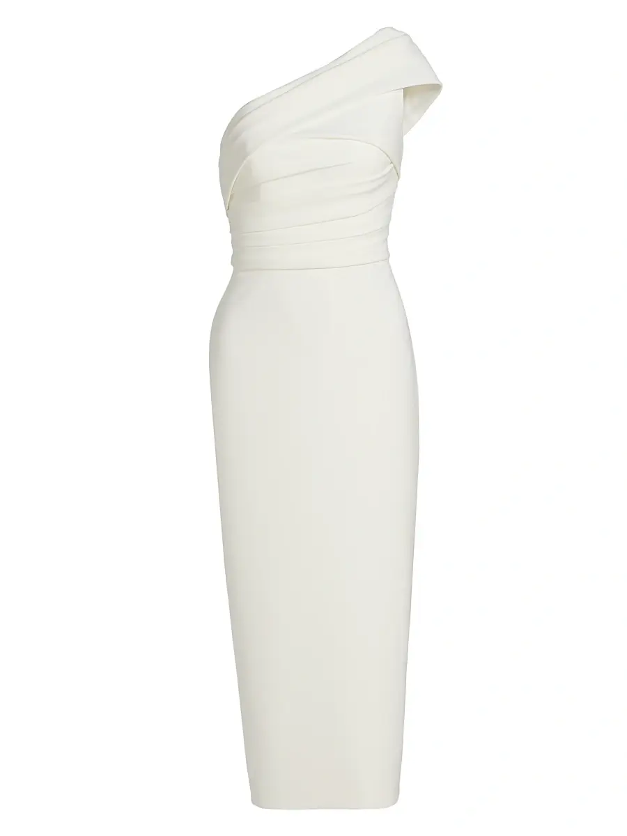 Amsale Women's Crepe Draped One-Shoulder Midi-Dress - | Image 1 Amsale Women's Crepe Draped One-Shoulder Midi-Dress - | Image 1