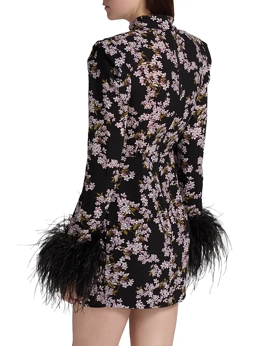 Bronx and Banco Women's Nadine Floral Feather-Cuff Minidress | Thumbnail 5 Bronx and Banco Women's Nadine Floral Feather-Cuff Minidress | Thumbnail 5