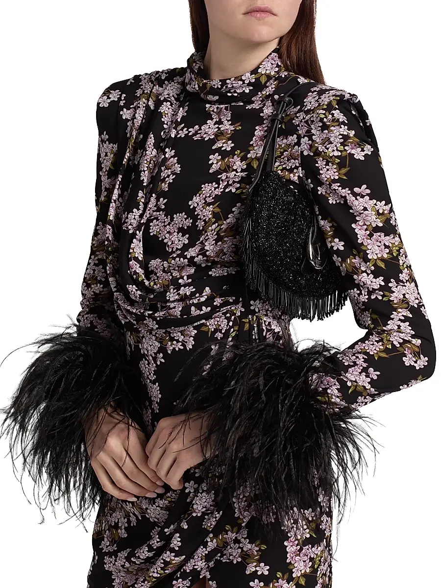 Bronx and Banco Women's Nadine Floral Feather-Cuff Minidress | Thumbnail 6 Bronx and Banco Women's Nadine Floral Feather-Cuff Minidress | Thumbnail 6