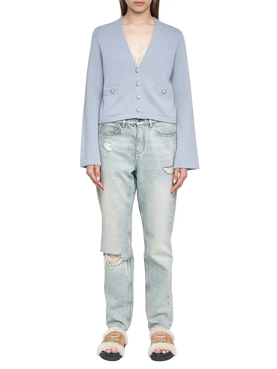 Zadig & Voltaire Women's Nolly Wool & Cashmere Cardigan - Light Blue | Thumbnail 2
