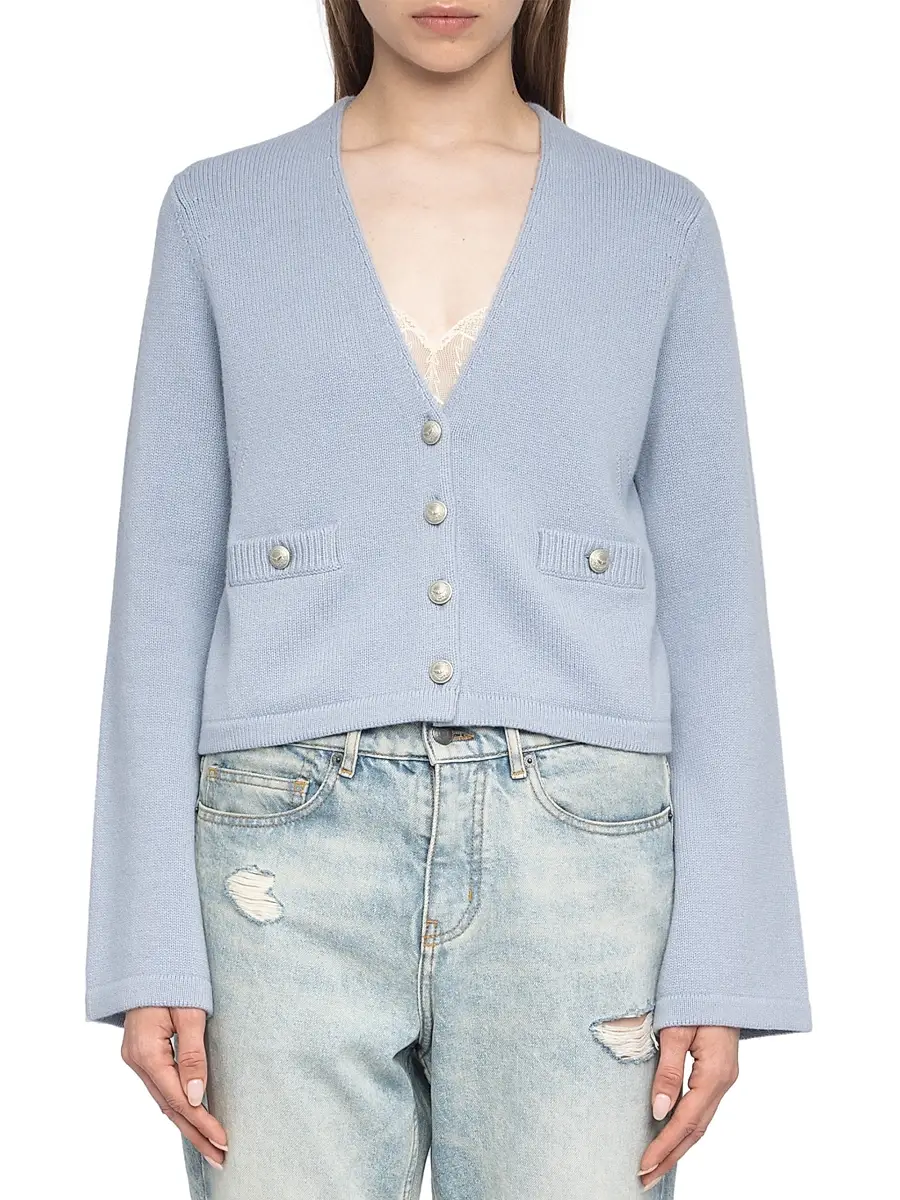 Zadig & Voltaire Women's Nolly Wool & Cashmere Cardigan - Light Blue | Thumbnail 3