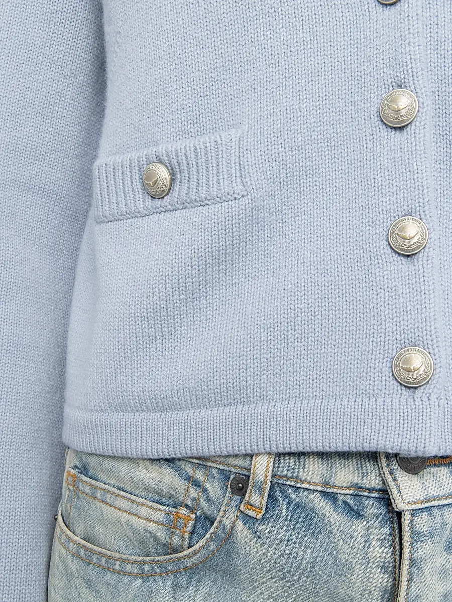 Zadig & Voltaire Women's Nolly Wool & Cashmere Cardigan - Light Blue | Thumbnail 6