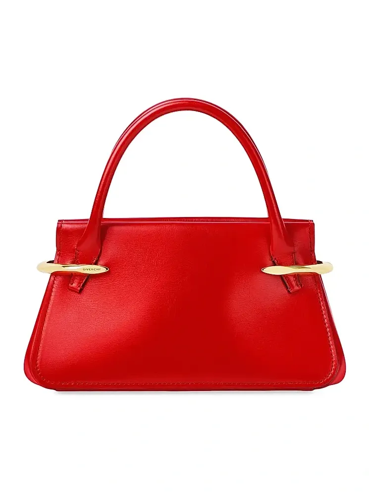 Women's Mini Pinch Top Handle Bag in Leather - Deep Red Women's Mini Pinch Top Handle Bag in Leather - Deep Red