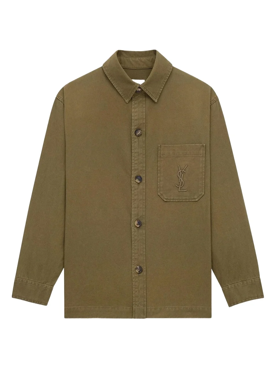 Saint Laurent Men's Cassandre Overshirt in Cotton Linen Gabardine