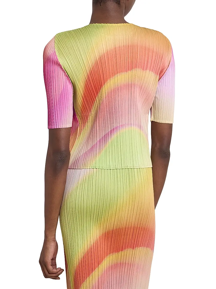 Pleats Please Issey Miyake Women's Groove Pleated Ombré Cardigan - Bright Pink | Thumbnail 5 Pleats Please Issey Miyake Women's Groove Pleated Ombré Cardigan - Bright Pink | Thumbnail 5