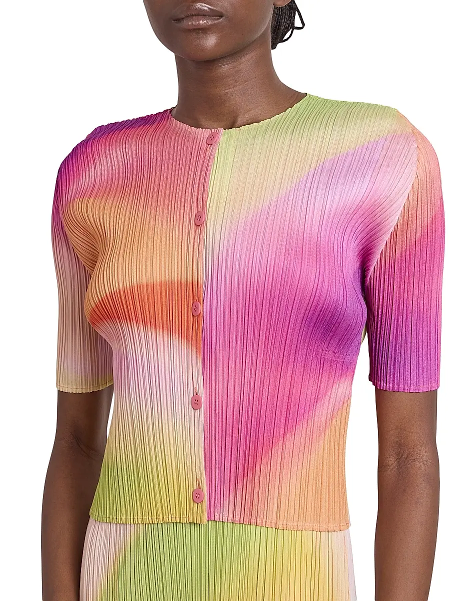 Pleats Please Issey Miyake Women's Groove Pleated Ombré Cardigan - Bright Pink | Thumbnail 6 Pleats Please Issey Miyake Women's Groove Pleated Ombré Cardigan - Bright Pink | Thumbnail 6