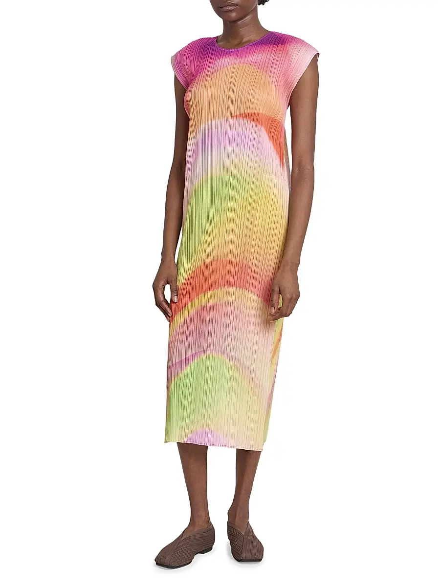 Pleats Please Issey Miyake Women's Groove Pleated Ombré Midi-Dress - Bright Pink | Thumbnail 2 Pleats Please Issey Miyake Women's Groove Pleated Ombré Midi-Dress - Bright Pink | Thumbnail 2