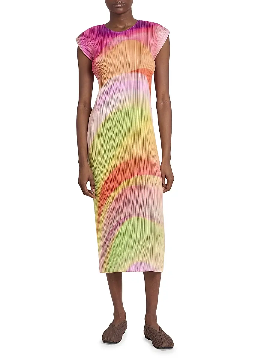 Pleats Please Issey Miyake Women's Groove Pleated Ombré Midi-Dress - Bright Pink | Thumbnail 3 Pleats Please Issey Miyake Women's Groove Pleated Ombré Midi-Dress - Bright Pink | Thumbnail 3