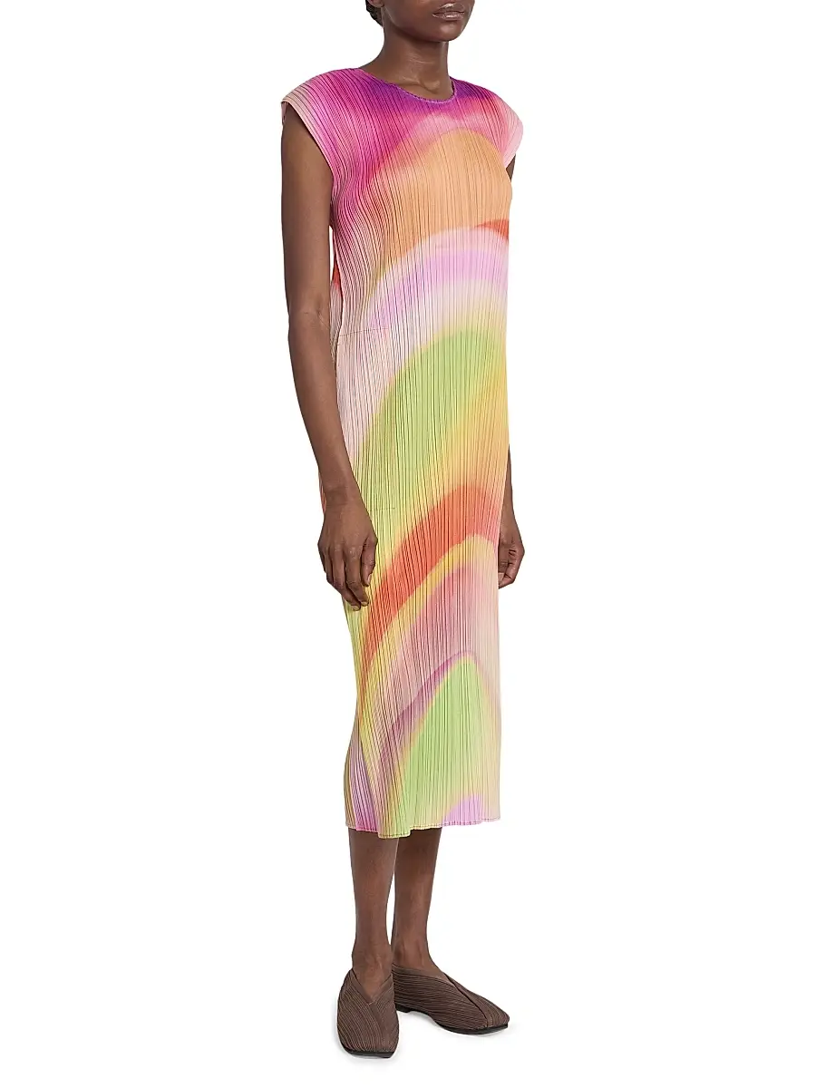 Pleats Please Issey Miyake Women's Groove Pleated Ombré Midi-Dress - Bright Pink | Thumbnail 4 Pleats Please Issey Miyake Women's Groove Pleated Ombré Midi-Dress - Bright Pink | Thumbnail 4