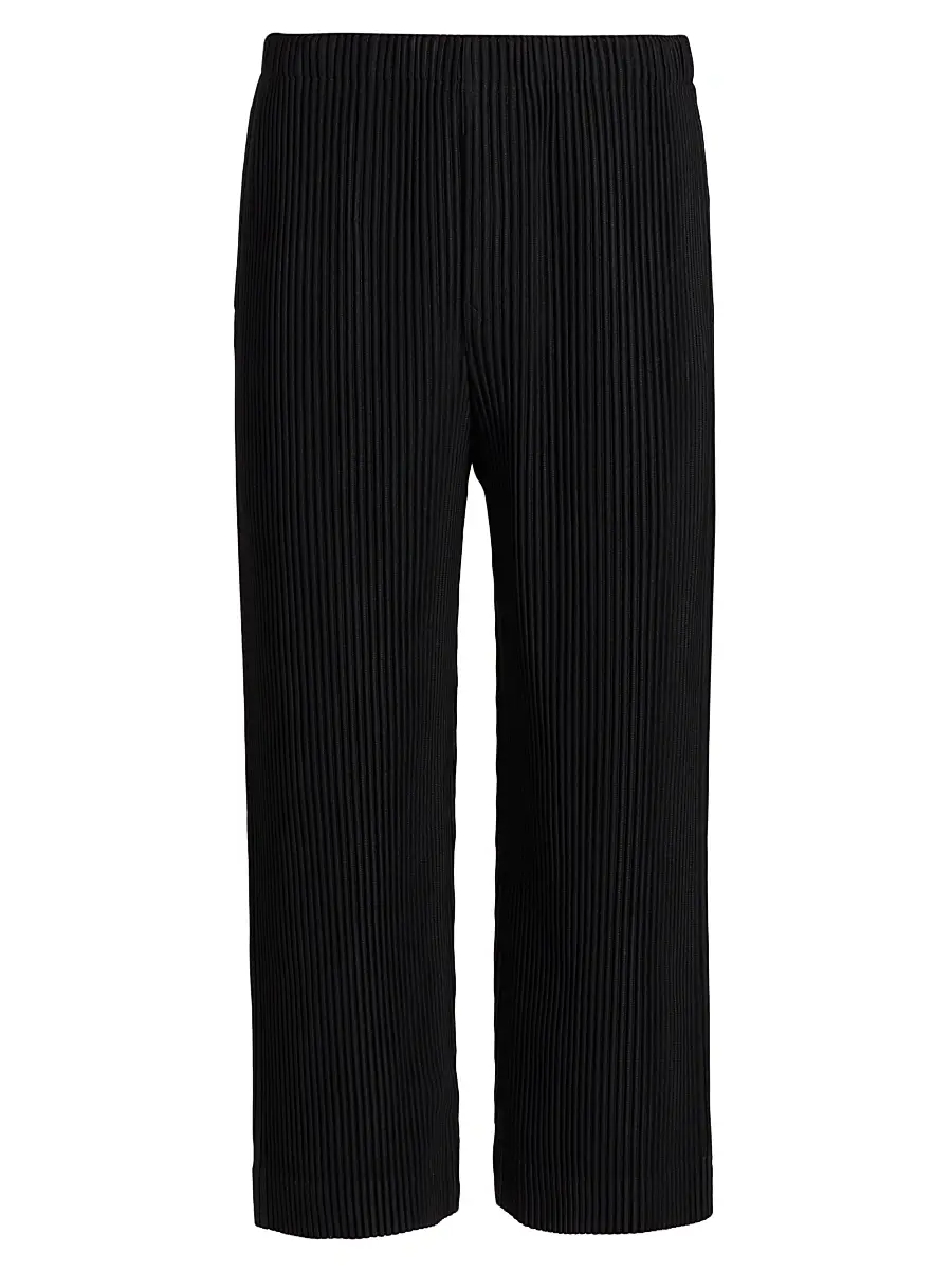 Homme Plissé Issey Miyake Men's August Knit Pleated Tapered-Leg Pants - Black | Image 1 Homme Plissé Issey Miyake Men's August Knit Pleated Tapered-Leg Pants - Black | Image 1