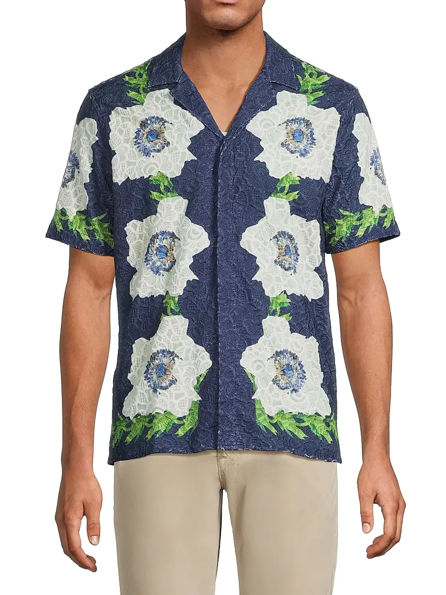 Orlebar Brown Men's Maitan Coronaria Floral Lace Shirt | Thumbnail 3 Orlebar Brown Men's Maitan Coronaria Floral Lace Shirt | Thumbnail 3