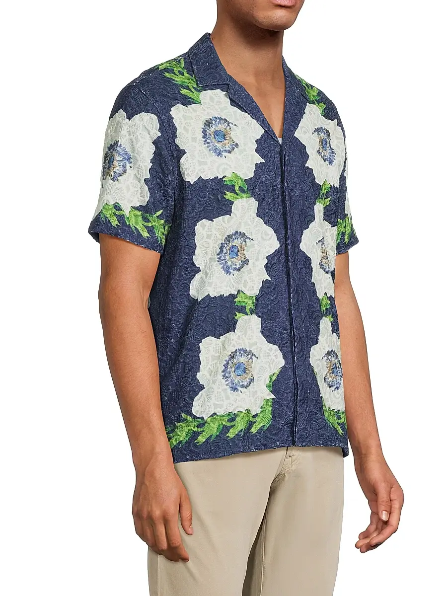 Orlebar Brown Men's Maitan Coronaria Floral Lace Shirt | Thumbnail 4 Orlebar Brown Men's Maitan Coronaria Floral Lace Shirt | Thumbnail 4