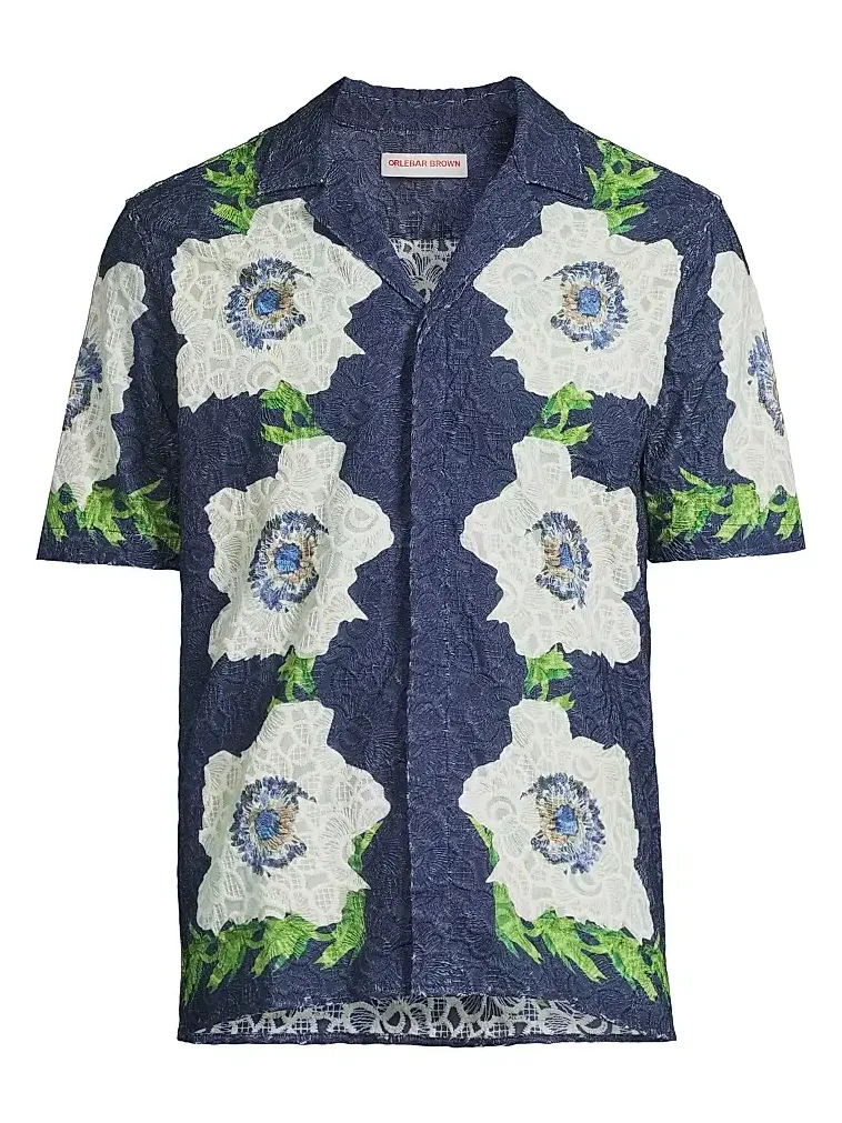 Orlebar Brown Men's Maitan Coronaria Floral Lace Shirt