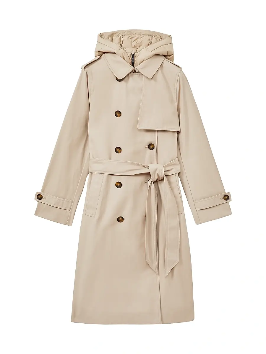 Reiss Women's Azura Double-Breasted Trench Coat - Stone | Image 1 Reiss Women's Azura Double-Breasted Trench Coat - Stone | Image 1