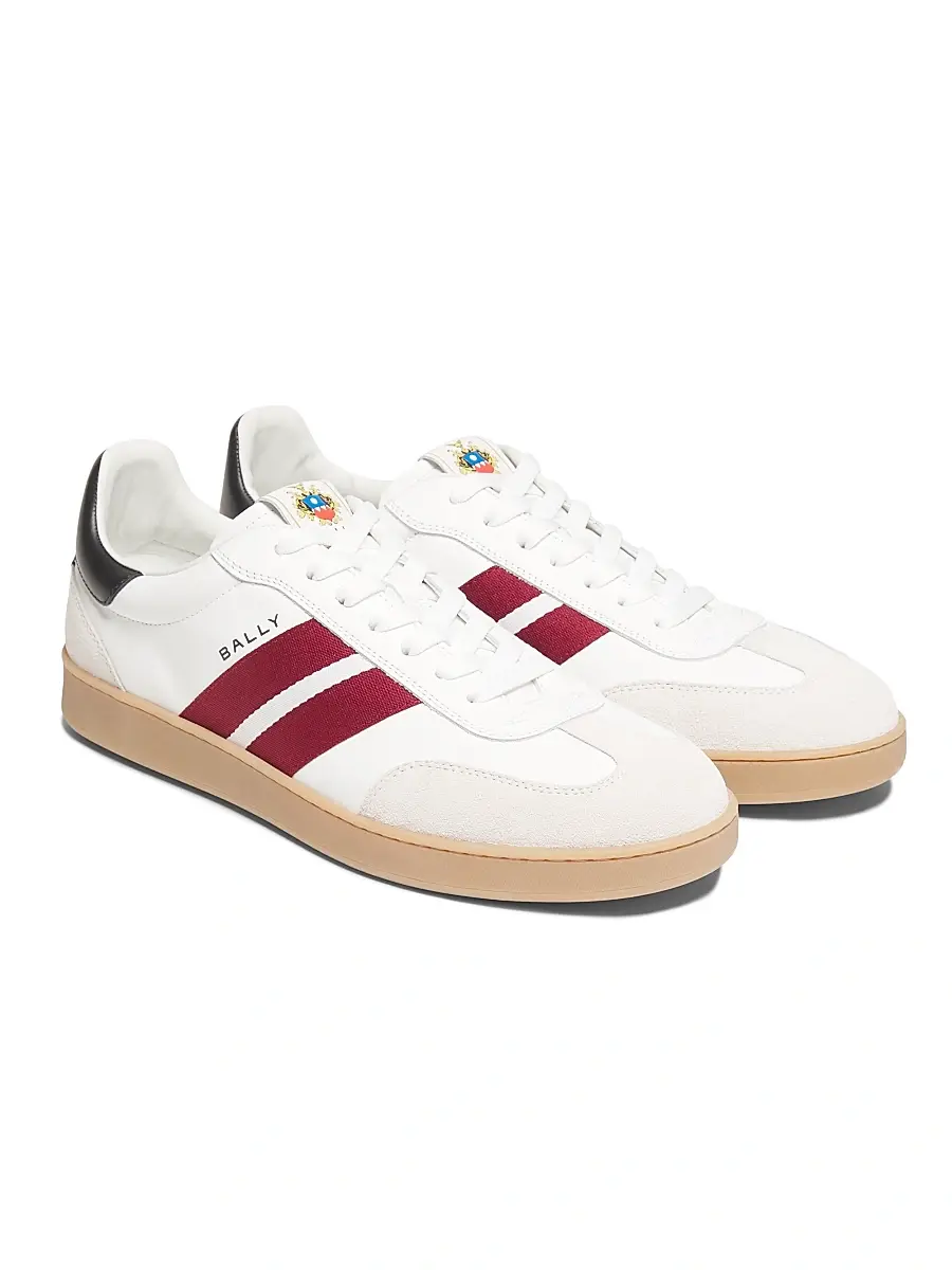 BALLY Men's Men's Retro Crest Roget Sneakers - White Black Red | Thumbnail 2 BALLY Men's Men's Retro Crest Roget Sneakers - White Black Red | Thumbnail 2