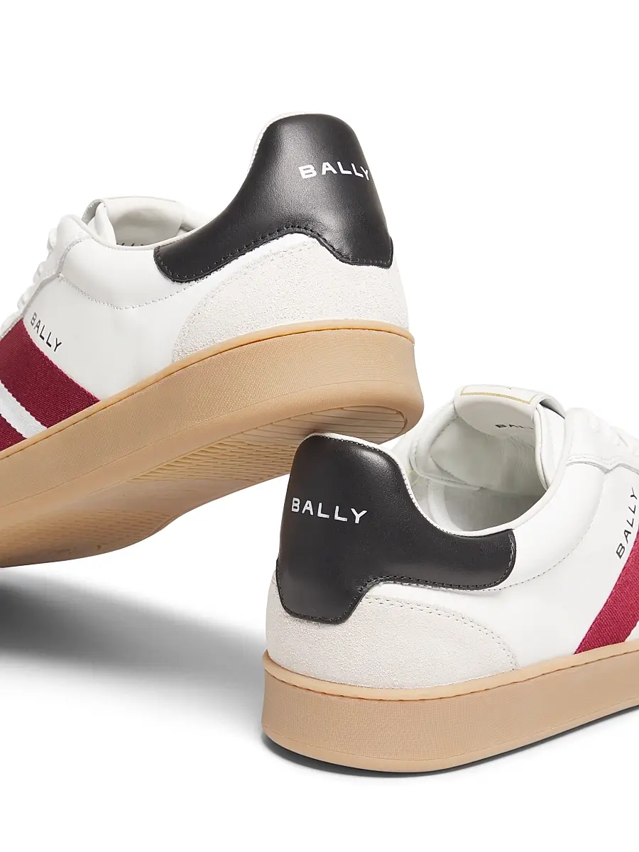 BALLY Men's Men's Retro Crest Roget Sneakers - White Black Red | Thumbnail 3 BALLY Men's Men's Retro Crest Roget Sneakers - White Black Red | Thumbnail 3