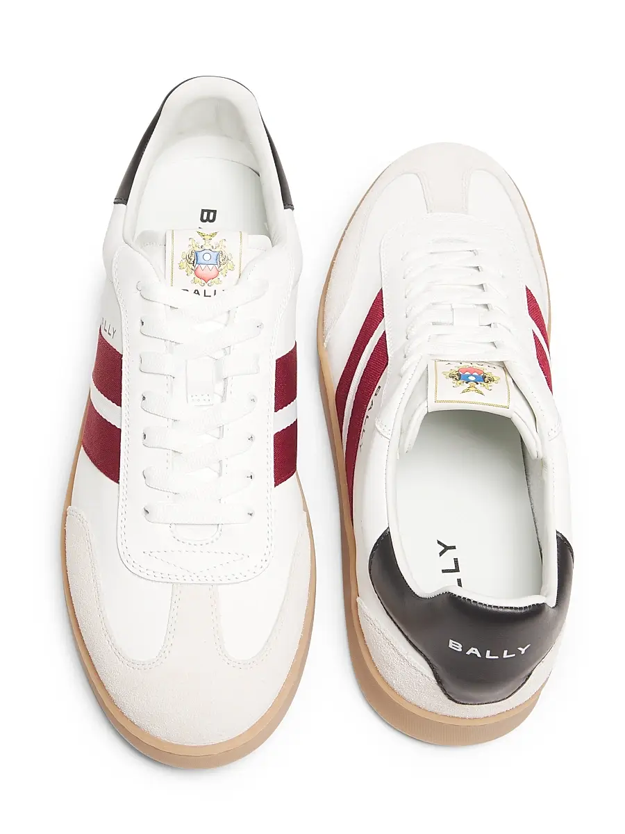 BALLY Men's Men's Retro Crest Roget Sneakers - White Black Red | Thumbnail 4 BALLY Men's Men's Retro Crest Roget Sneakers - White Black Red | Thumbnail 4