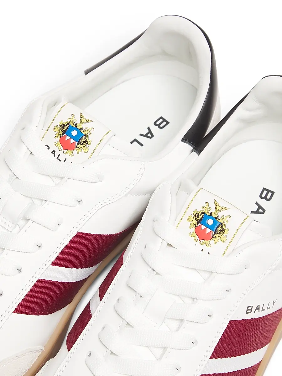BALLY Men's Men's Retro Crest Roget Sneakers - White Black Red | Thumbnail 6 BALLY Men's Men's Retro Crest Roget Sneakers - White Black Red | Thumbnail 6