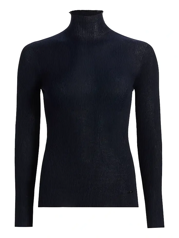 Women's Rib-Knit Cashmere-Silk Turtleneck Women's Rib-Knit Cashmere-Silk Turtleneck