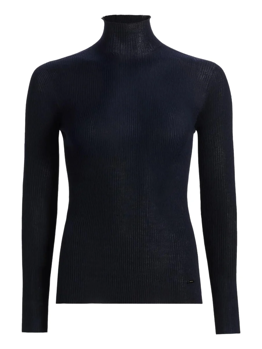 Women's Rib-Knit Cashmere-Silk Turtleneck