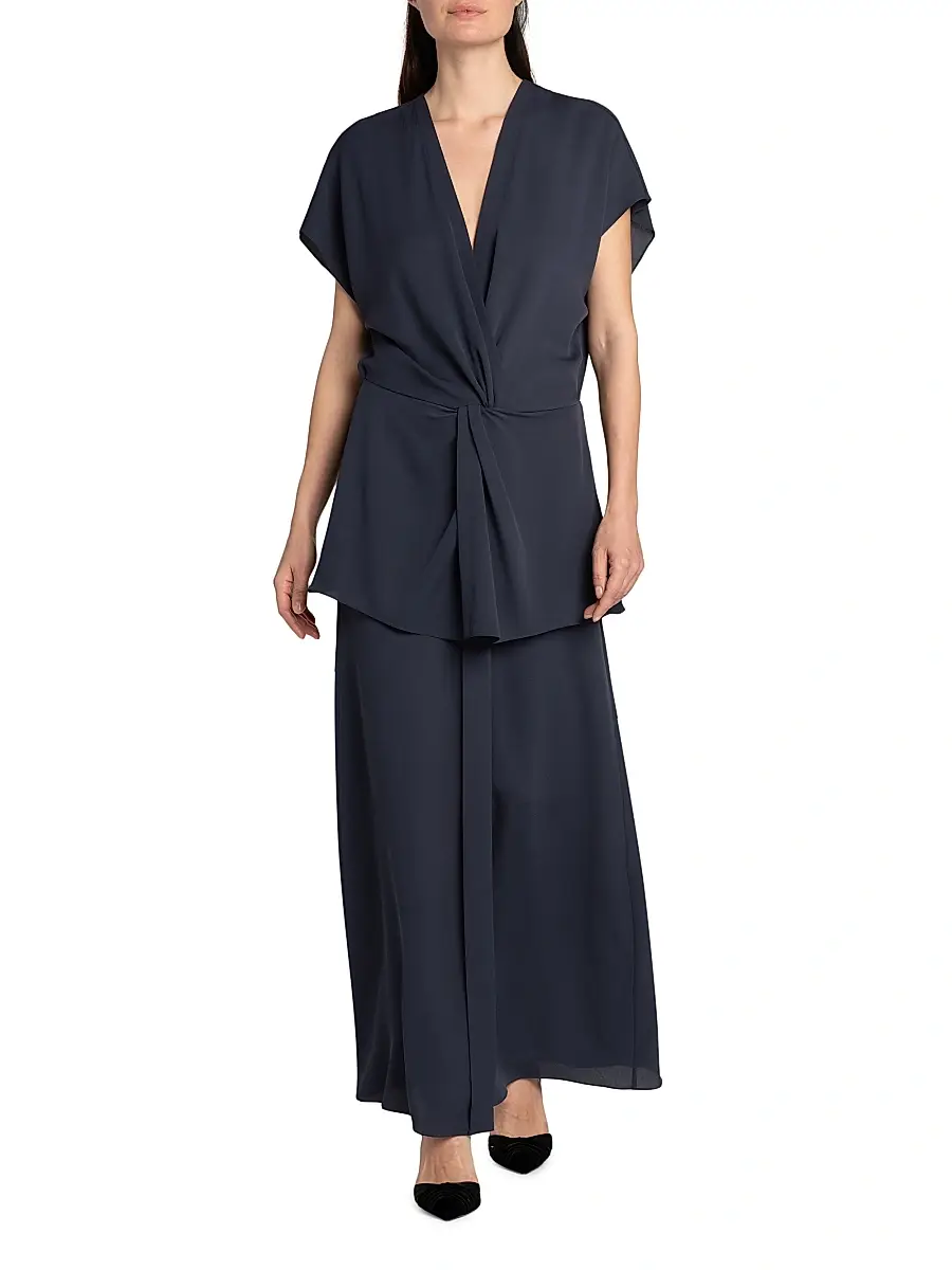 Giorgio Armani Women's Twist Silk Layered Maxi Dress | Thumbnail 2 Giorgio Armani Women's Twist Silk Layered Maxi Dress | Thumbnail 2